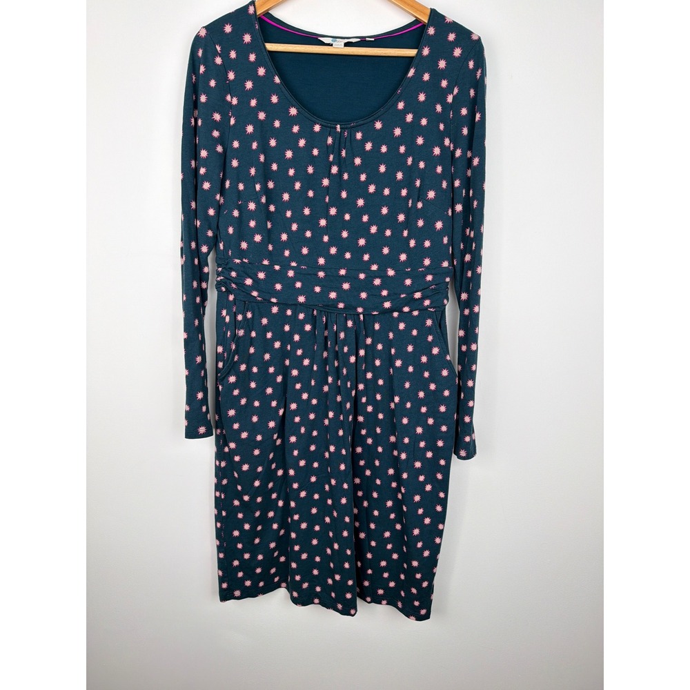 Boden Long Sleeve Jersey Knit Dress US 12R Pockets Celestial Lagenlook Artsy